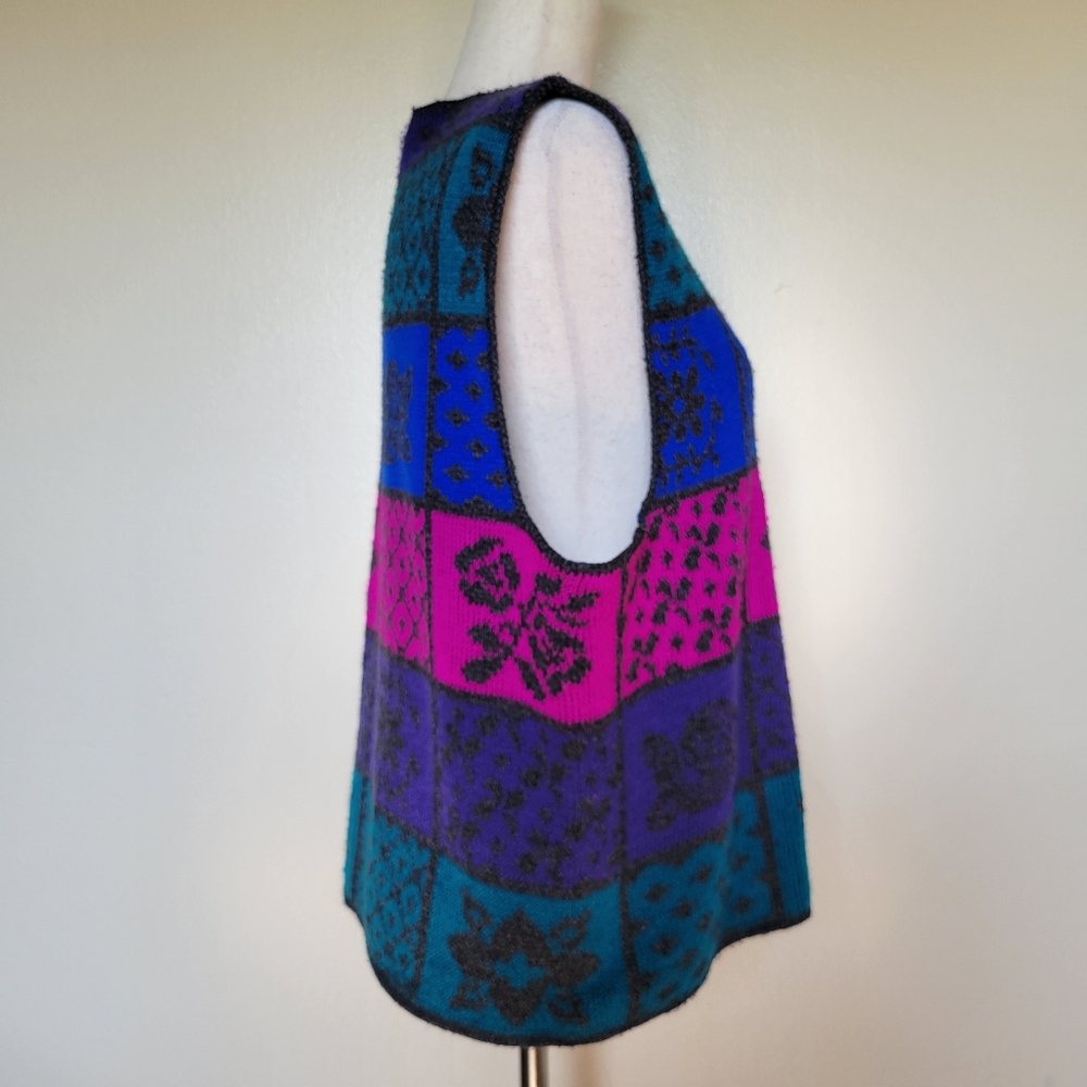 Classic Elements | 80s Vintage Patchwork Knit Vest - image 4